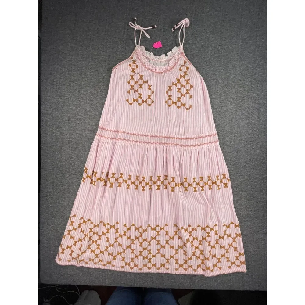 Uncle Frank Candy Stripe Dress Designer Archive Sample Pink Cotton Boho Midi - Picture 10 of 12